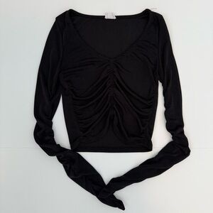Cotton On Black Ruched Long Sleeve Blouse